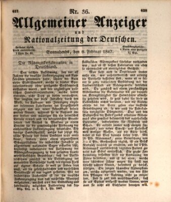 Allgemeiner Anzeiger und Nationalzeitung der Deutschen (Allgemeiner Anzeiger der Deutschen) Samstag 6. Februar 1847