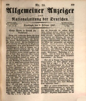 Allgemeiner Anzeiger und Nationalzeitung der Deutschen (Allgemeiner Anzeiger der Deutschen) Dienstag 9. Februar 1847