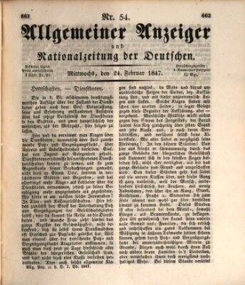 Allgemeiner Anzeiger und Nationalzeitung der Deutschen (Allgemeiner Anzeiger der Deutschen) Mittwoch 24. Februar 1847