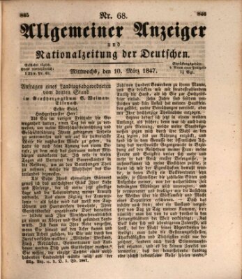 Allgemeiner Anzeiger und Nationalzeitung der Deutschen (Allgemeiner Anzeiger der Deutschen) Mittwoch 10. März 1847