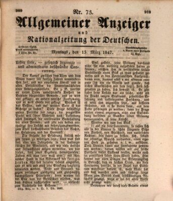 Allgemeiner Anzeiger und Nationalzeitung der Deutschen (Allgemeiner Anzeiger der Deutschen) Montag 15. März 1847