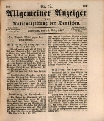 Allgemeiner Anzeiger und Nationalzeitung der Deutschen (Allgemeiner Anzeiger der Deutschen) Dienstag 16. März 1847