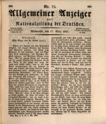 Allgemeiner Anzeiger und Nationalzeitung der Deutschen (Allgemeiner Anzeiger der Deutschen) Mittwoch 17. März 1847