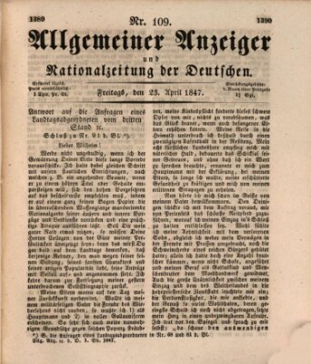 Allgemeiner Anzeiger und Nationalzeitung der Deutschen (Allgemeiner Anzeiger der Deutschen) Freitag 23. April 1847