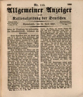 Allgemeiner Anzeiger und Nationalzeitung der Deutschen (Allgemeiner Anzeiger der Deutschen) Samstag 24. April 1847