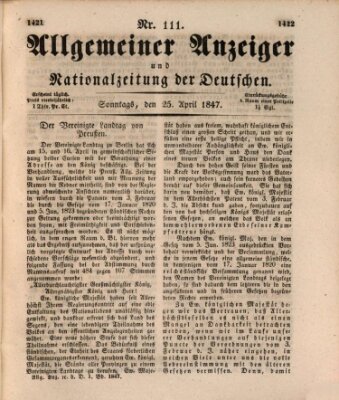 Allgemeiner Anzeiger und Nationalzeitung der Deutschen (Allgemeiner Anzeiger der Deutschen) Sonntag 25. April 1847