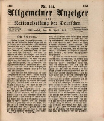 Allgemeiner Anzeiger und Nationalzeitung der Deutschen (Allgemeiner Anzeiger der Deutschen) Mittwoch 28. April 1847