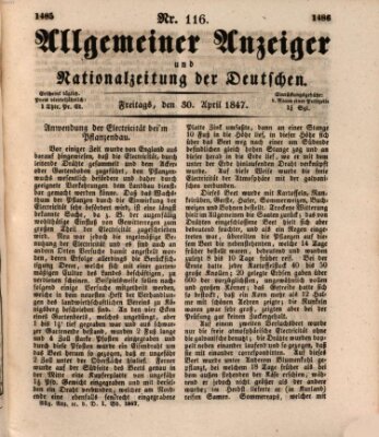 Allgemeiner Anzeiger und Nationalzeitung der Deutschen (Allgemeiner Anzeiger der Deutschen) Freitag 30. April 1847