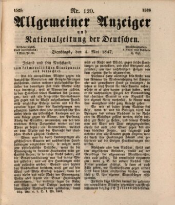 Allgemeiner Anzeiger und Nationalzeitung der Deutschen (Allgemeiner Anzeiger der Deutschen) Dienstag 4. Mai 1847