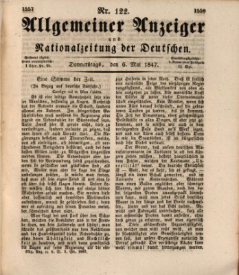 Allgemeiner Anzeiger und Nationalzeitung der Deutschen (Allgemeiner Anzeiger der Deutschen) Donnerstag 6. Mai 1847