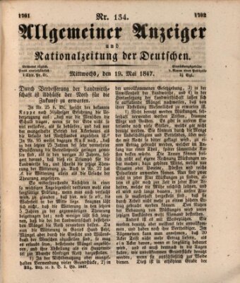 Allgemeiner Anzeiger und Nationalzeitung der Deutschen (Allgemeiner Anzeiger der Deutschen) Mittwoch 19. Mai 1847