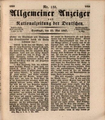 Allgemeiner Anzeiger und Nationalzeitung der Deutschen (Allgemeiner Anzeiger der Deutschen) Dienstag 25. Mai 1847