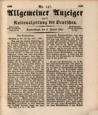 Allgemeiner Anzeiger und Nationalzeitung der Deutschen (Allgemeiner Anzeiger der Deutschen) Donnerstag 3. Juni 1847