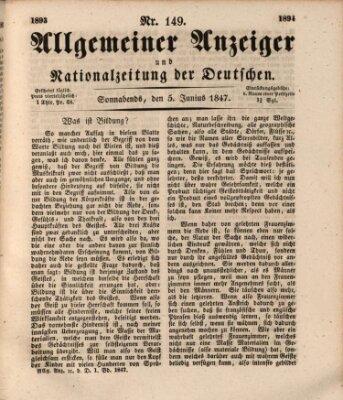 Allgemeiner Anzeiger und Nationalzeitung der Deutschen (Allgemeiner Anzeiger der Deutschen) Samstag 5. Juni 1847