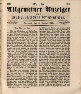 Allgemeiner Anzeiger und Nationalzeitung der Deutschen (Allgemeiner Anzeiger der Deutschen) Sonntag 6. Juni 1847