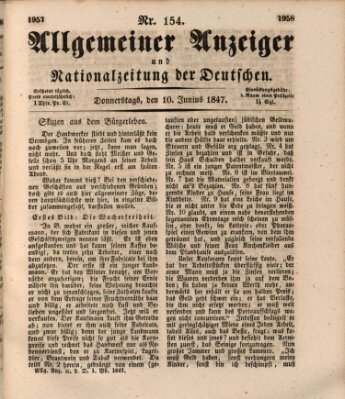 Allgemeiner Anzeiger und Nationalzeitung der Deutschen (Allgemeiner Anzeiger der Deutschen) Donnerstag 10. Juni 1847