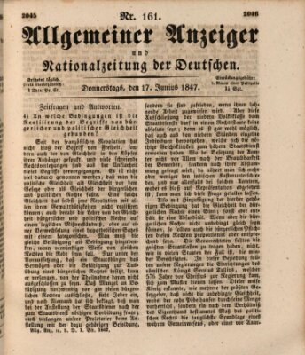 Allgemeiner Anzeiger und Nationalzeitung der Deutschen (Allgemeiner Anzeiger der Deutschen) Donnerstag 17. Juni 1847