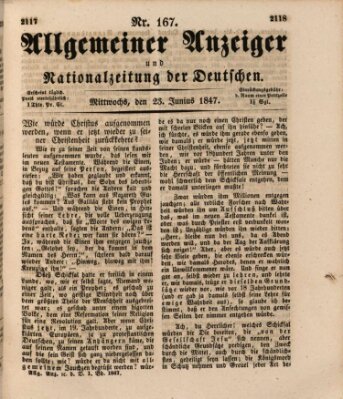 Allgemeiner Anzeiger und Nationalzeitung der Deutschen (Allgemeiner Anzeiger der Deutschen) Mittwoch 23. Juni 1847