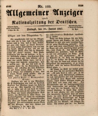 Allgemeiner Anzeiger und Nationalzeitung der Deutschen (Allgemeiner Anzeiger der Deutschen) Freitag 25. Juni 1847