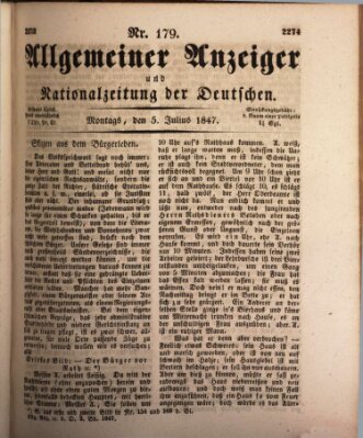 Allgemeiner Anzeiger und Nationalzeitung der Deutschen (Allgemeiner Anzeiger der Deutschen) Montag 5. Juli 1847