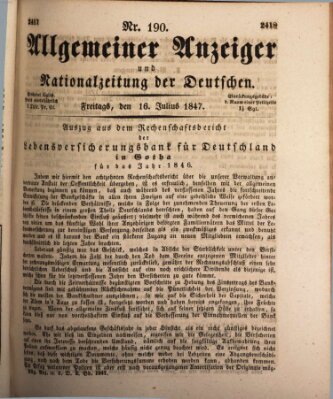 Allgemeiner Anzeiger und Nationalzeitung der Deutschen (Allgemeiner Anzeiger der Deutschen) Freitag 16. Juli 1847