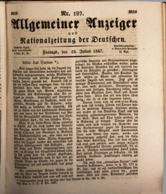 Allgemeiner Anzeiger und Nationalzeitung der Deutschen (Allgemeiner Anzeiger der Deutschen) Freitag 23. Juli 1847