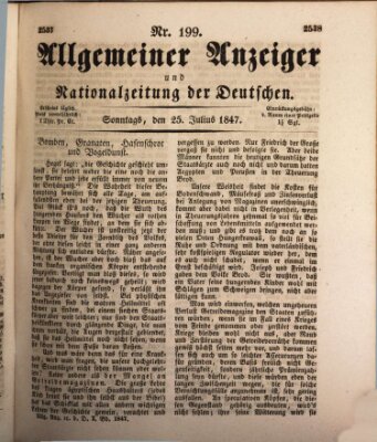 Allgemeiner Anzeiger und Nationalzeitung der Deutschen (Allgemeiner Anzeiger der Deutschen) Sonntag 25. Juli 1847