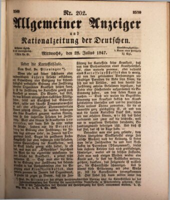 Allgemeiner Anzeiger und Nationalzeitung der Deutschen (Allgemeiner Anzeiger der Deutschen) Mittwoch 28. Juli 1847