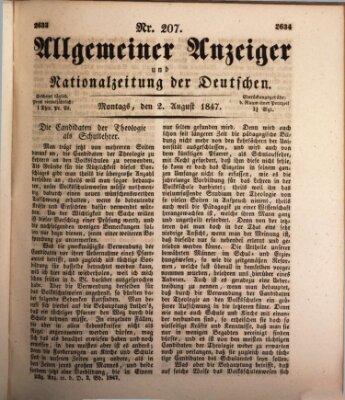 Allgemeiner Anzeiger und Nationalzeitung der Deutschen (Allgemeiner Anzeiger der Deutschen) Montag 2. August 1847