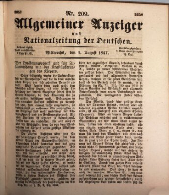 Allgemeiner Anzeiger und Nationalzeitung der Deutschen (Allgemeiner Anzeiger der Deutschen) Mittwoch 4. August 1847