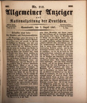 Allgemeiner Anzeiger und Nationalzeitung der Deutschen (Allgemeiner Anzeiger der Deutschen) Samstag 7. August 1847