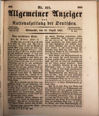 Allgemeiner Anzeiger und Nationalzeitung der Deutschen (Allgemeiner Anzeiger der Deutschen) Mittwoch 18. August 1847