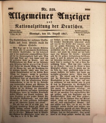 Allgemeiner Anzeiger und Nationalzeitung der Deutschen (Allgemeiner Anzeiger der Deutschen) Montag 23. August 1847