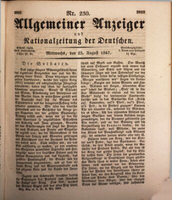 Allgemeiner Anzeiger und Nationalzeitung der Deutschen (Allgemeiner Anzeiger der Deutschen) Mittwoch 25. August 1847