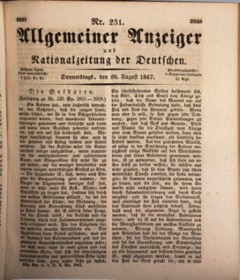 Allgemeiner Anzeiger und Nationalzeitung der Deutschen (Allgemeiner Anzeiger der Deutschen) Donnerstag 26. August 1847