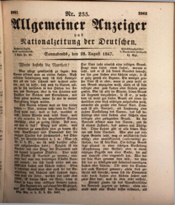 Allgemeiner Anzeiger und Nationalzeitung der Deutschen (Allgemeiner Anzeiger der Deutschen) Samstag 28. August 1847