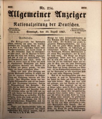 Allgemeiner Anzeiger und Nationalzeitung der Deutschen (Allgemeiner Anzeiger der Deutschen) Sonntag 29. August 1847