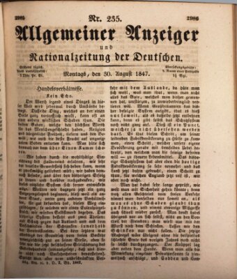 Allgemeiner Anzeiger und Nationalzeitung der Deutschen (Allgemeiner Anzeiger der Deutschen) Montag 30. August 1847