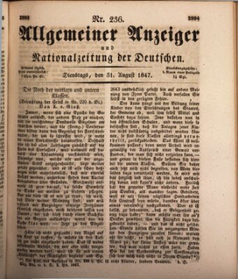 Allgemeiner Anzeiger und Nationalzeitung der Deutschen (Allgemeiner Anzeiger der Deutschen) Dienstag 31. August 1847