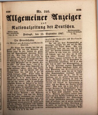 Allgemeiner Anzeiger und Nationalzeitung der Deutschen (Allgemeiner Anzeiger der Deutschen) Freitag 10. September 1847