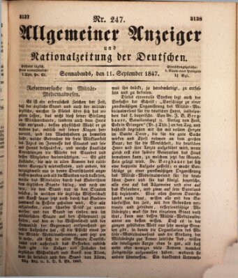 Allgemeiner Anzeiger und Nationalzeitung der Deutschen (Allgemeiner Anzeiger der Deutschen) Samstag 11. September 1847