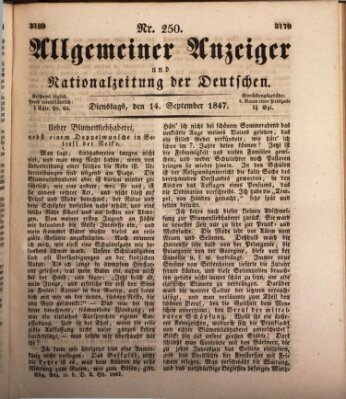 Allgemeiner Anzeiger und Nationalzeitung der Deutschen (Allgemeiner Anzeiger der Deutschen) Dienstag 14. September 1847