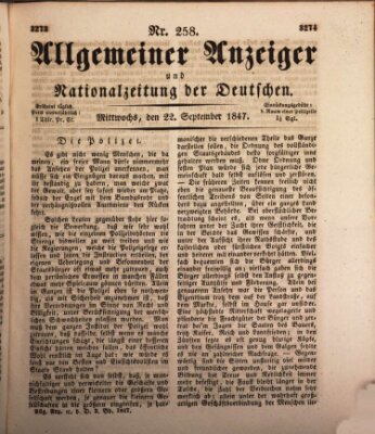 Allgemeiner Anzeiger und Nationalzeitung der Deutschen (Allgemeiner Anzeiger der Deutschen) Mittwoch 22. September 1847