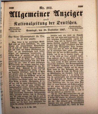 Allgemeiner Anzeiger und Nationalzeitung der Deutschen (Allgemeiner Anzeiger der Deutschen) Sonntag 26. September 1847