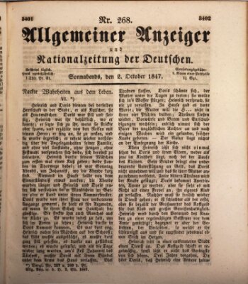 Allgemeiner Anzeiger und Nationalzeitung der Deutschen (Allgemeiner Anzeiger der Deutschen) Samstag 2. Oktober 1847