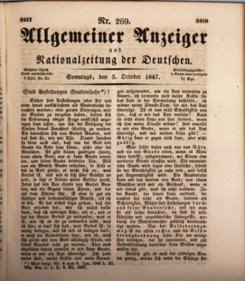 Allgemeiner Anzeiger und Nationalzeitung der Deutschen (Allgemeiner Anzeiger der Deutschen) Sonntag 3. Oktober 1847