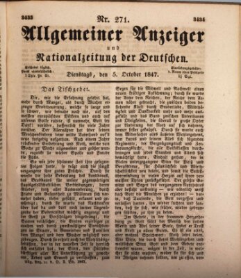 Allgemeiner Anzeiger und Nationalzeitung der Deutschen (Allgemeiner Anzeiger der Deutschen) Dienstag 5. Oktober 1847