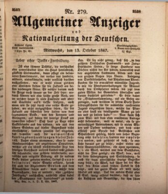 Allgemeiner Anzeiger und Nationalzeitung der Deutschen (Allgemeiner Anzeiger der Deutschen) Mittwoch 13. Oktober 1847