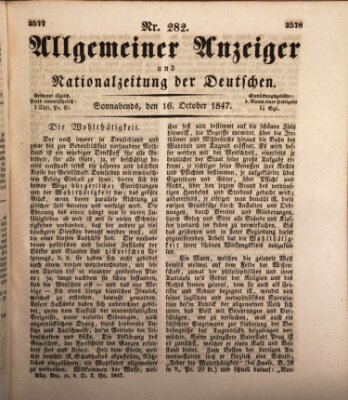 Allgemeiner Anzeiger und Nationalzeitung der Deutschen (Allgemeiner Anzeiger der Deutschen) Samstag 16. Oktober 1847