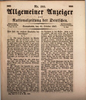 Allgemeiner Anzeiger und Nationalzeitung der Deutschen (Allgemeiner Anzeiger der Deutschen) Samstag 23. Oktober 1847